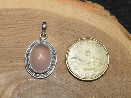Rose Quartz Sterling Silver Pendant (.925) - Image 3