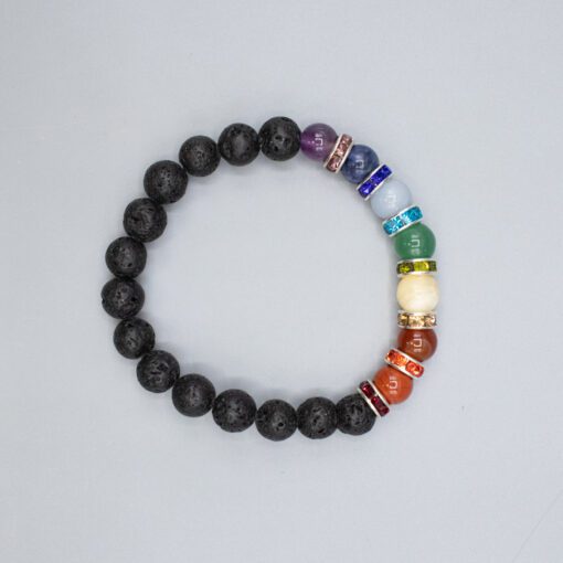 Lava Beads with Chakra Stones Bracelet