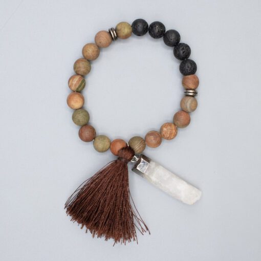 Jasper with Quartz Point/Tassle Bracelet