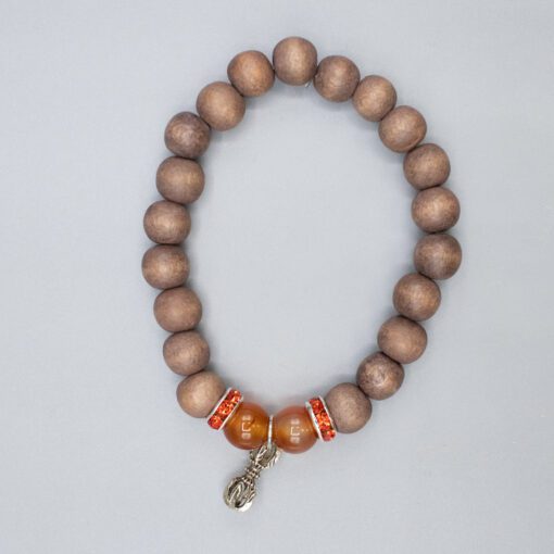 Wood Carnelian and Infinite Charm Bracelet