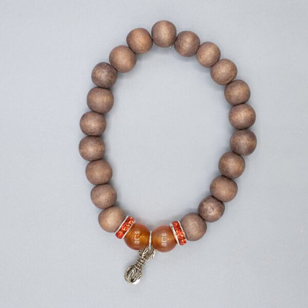 Wood Carnelian and Infinite Charm Bracelet