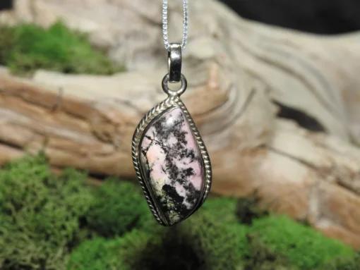 Rhodonite Sterling Silver Pendant (.925)
