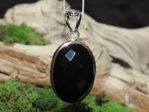 Black Onyx Sterling Silver Pendant (.925)