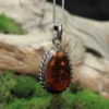 Fire Agate Sterling Silver Pendant (.925)