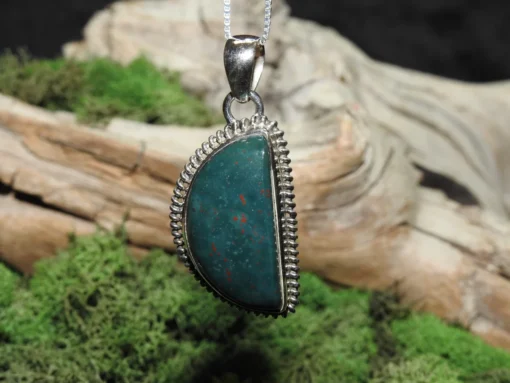 Bloodstone Sterling Silver Pendant (.925)