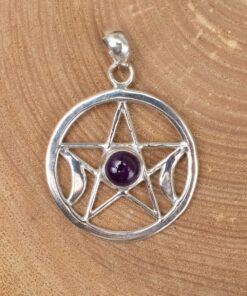 Sterling Silver Triple Goddess with Amethyst Pendant