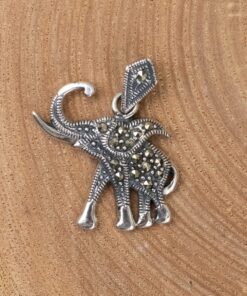 Sterling Silver Marcasite Elephant Pendant