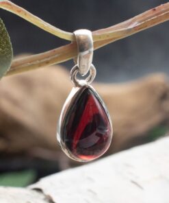 Garnet Sterling Silver Pendant (.925)