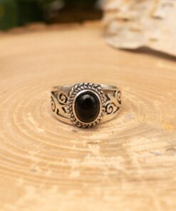 Black Onyx Sterling Silver Ring (0.925)