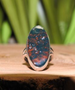 Bloodstone Sterling Silver Ring (.925) Size 7