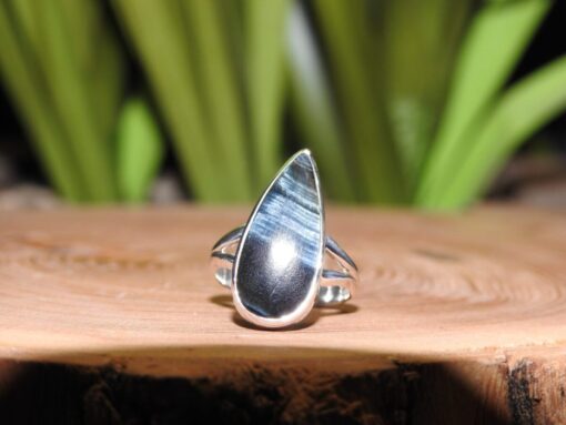 Blue Tiger Eye Sterling Silver Ring (.925) Size 5