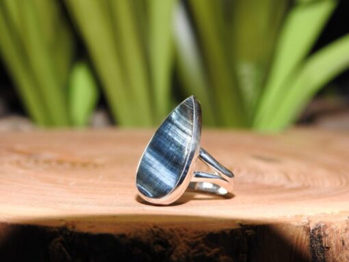 Blue Tiger Eye Sterling Silver Ring (.925) Size 5 - Image 2