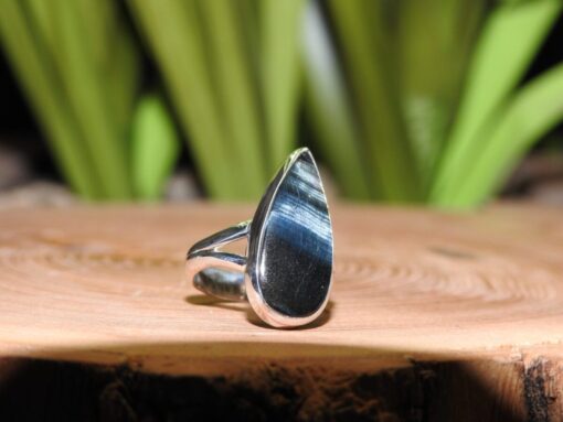 Blue Tiger Eye Sterling Silver Ring (.925) Size 5 - Image 3