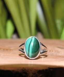 Malachite Sterling Silver Ring (.925) Size 8