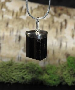 Black Tourmaline Sterling Silver Pendant (.925)