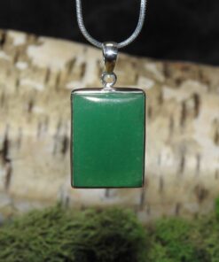 Green Jade Sterling Silver Pendant (.925)