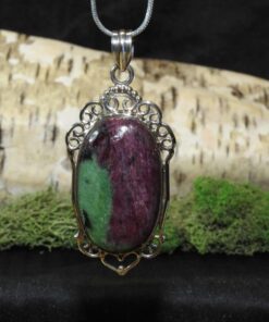 Ruby Zoisite Sterling Silver Pendant (.925)