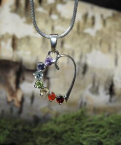 Chakra Gemstone Heart Sterling Silver Pendant (.925)