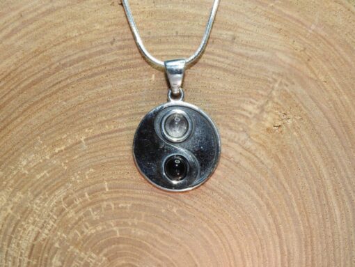 Moonstone/Onyx Yin Yang Sterling Silver Pendant (.925) - Image 2