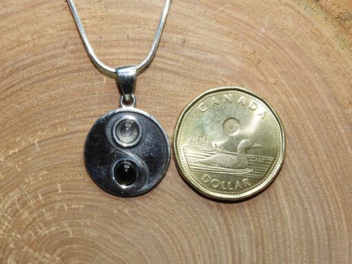 Moonstone/Onyx Yin Yang Sterling Silver Pendant (.925) - Image 3