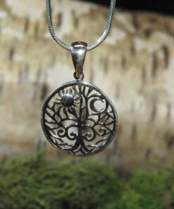 Tree of Life with Sun and Moon Sterling Silver Pendant (.925)