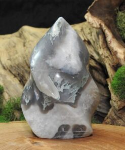 Moss Agate Flame Carving