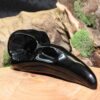 Black Obsidian Raven Skull Carving