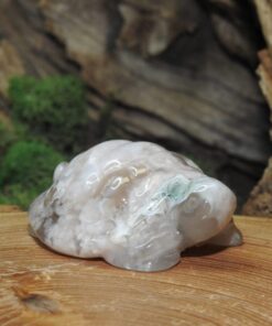 Flower Agate Turtle Carving-Fluorescent
