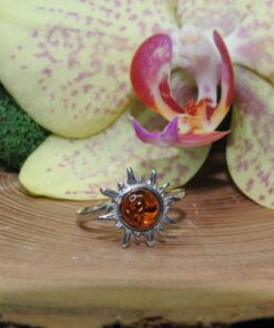 Amber Sterling Silver Ring (.925) Size 6