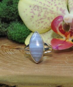 Blue Lace Agate Sterling Silver Ring (.925) Size 5
