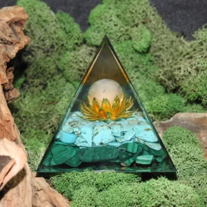 Orgonite Pyramid-Turquenite/Malachite Lotus