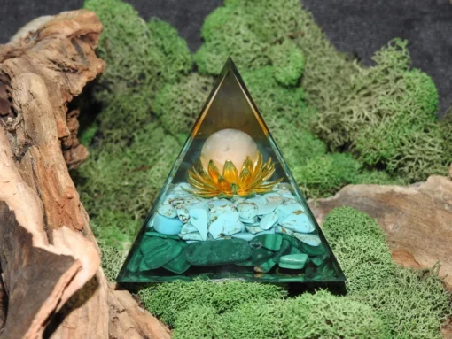 Orgonite Pyramid-Turquenite/Malachite Lotus