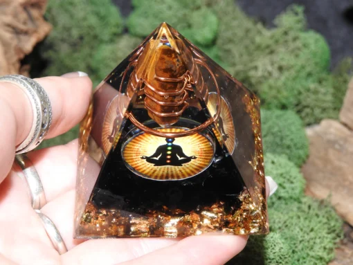 Orgonite Pyramid-Tiger Eye/Black Tourmaline - Image 2