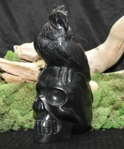 Black Onyx Skull with Vulture