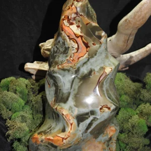 Large Polychrome Jasper Flame Carving