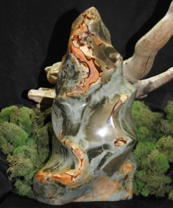 Large Polychrome Jasper Flame Carving