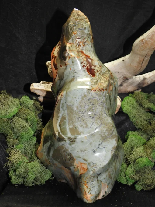 Large Polychrome Jasper Flame Carving - Image 3