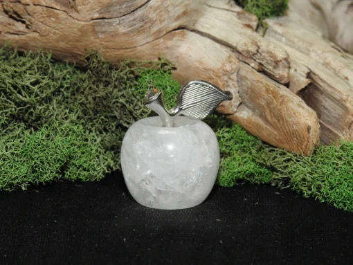 Clear Quartz Apple Carving - Image 2