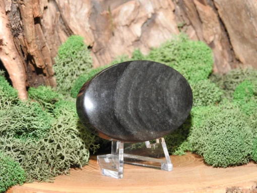 Silver Sheen Obsidian Palm Stone - Image 2
