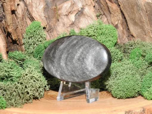 Silver Sheen Obsidian Palm Stone