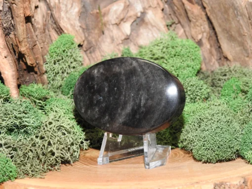 Silver Sheen Obsidian Palm Stone - Image 3