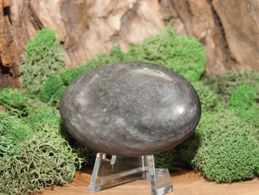 Silver Sheen Obsidian Palm Stone