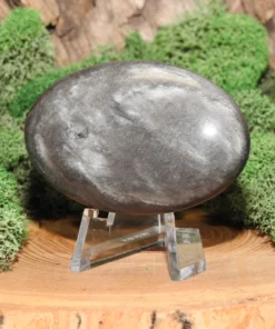 Silver Sheen Obsidian Palm Stone