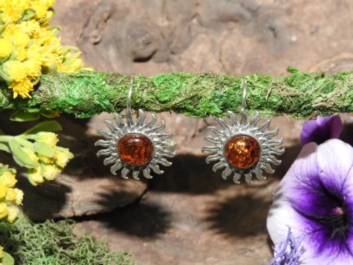 Amber Sun Earrings .925 Sterling Silver - Image 2