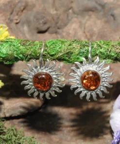 Amber Sun Earrings .925 Sterling Silver