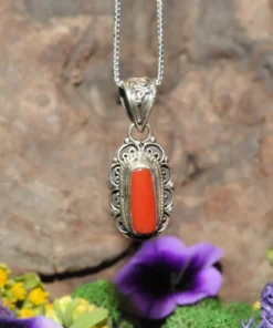 Red Coral .925 Sterling Silver Pendant