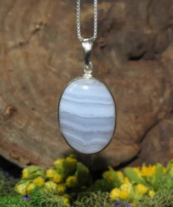 Blue Lace Agate .925 Sterling Silver Pendant