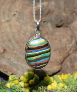 Rainbow Calsilica .925 Sterling Silver Pendant