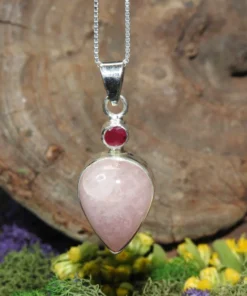 Morganite/Ruby .925 Sterling Silver Pendant