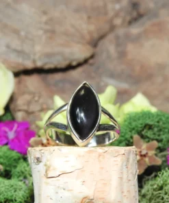 Black Obsidian .925 Sterling Silver Ring Size 8